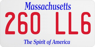 MA license plate 260LL6