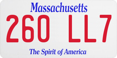 MA license plate 260LL7