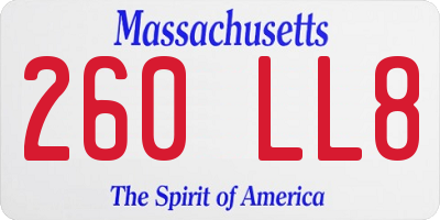 MA license plate 260LL8
