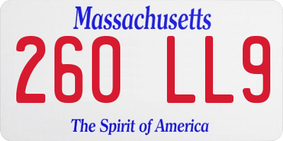MA license plate 260LL9