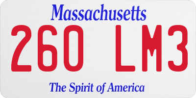 MA license plate 260LM3