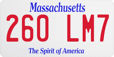 MA license plate 260LM7