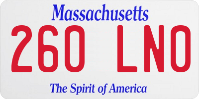 MA license plate 260LN0