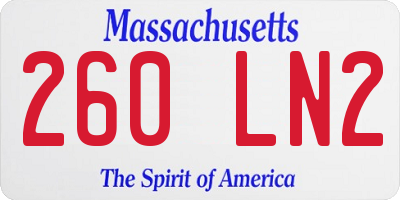 MA license plate 260LN2