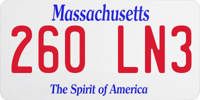 MA license plate 260LN3