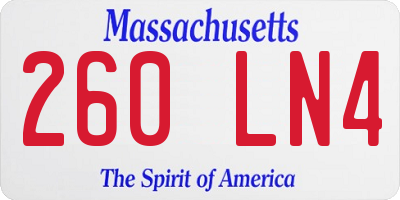 MA license plate 260LN4