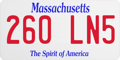 MA license plate 260LN5