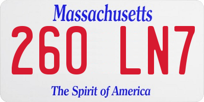 MA license plate 260LN7