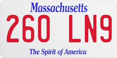 MA license plate 260LN9