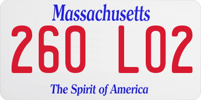 MA license plate 260LO2