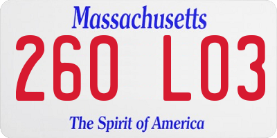 MA license plate 260LO3