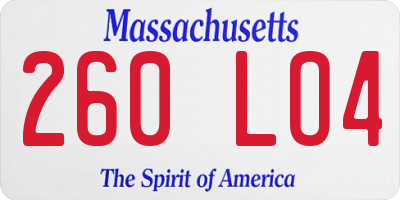 MA license plate 260LO4