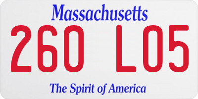 MA license plate 260LO5