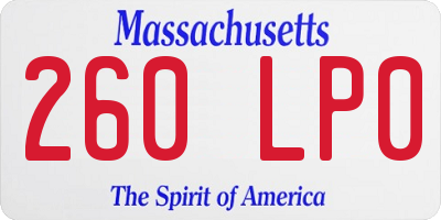 MA license plate 260LP0
