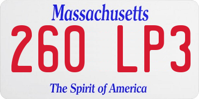 MA license plate 260LP3