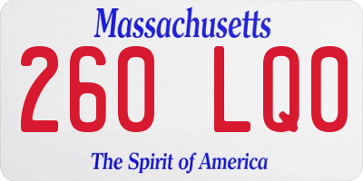 MA license plate 260LQ0