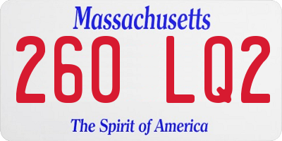MA license plate 260LQ2