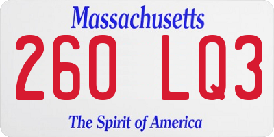 MA license plate 260LQ3