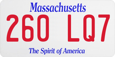 MA license plate 260LQ7