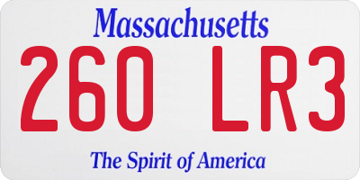 MA license plate 260LR3