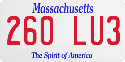 MA license plate 260LU3