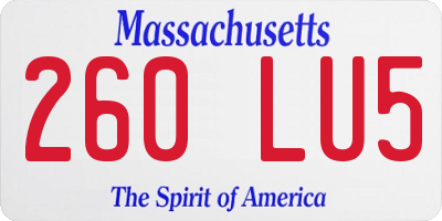 MA license plate 260LU5