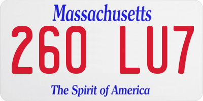 MA license plate 260LU7