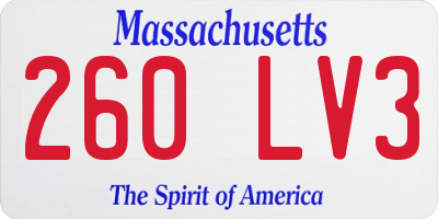 MA license plate 260LV3