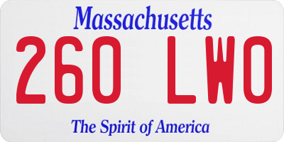 MA license plate 260LW0