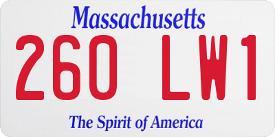 MA license plate 260LW1