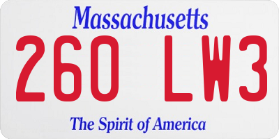 MA license plate 260LW3