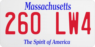 MA license plate 260LW4