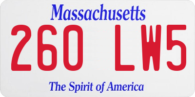 MA license plate 260LW5