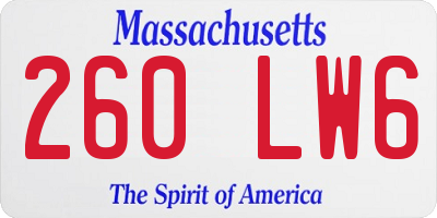 MA license plate 260LW6
