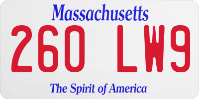 MA license plate 260LW9