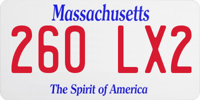MA license plate 260LX2