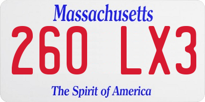 MA license plate 260LX3