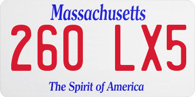 MA license plate 260LX5