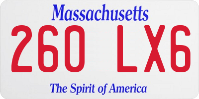 MA license plate 260LX6