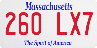 MA license plate 260LX7
