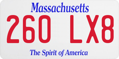 MA license plate 260LX8
