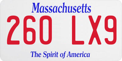 MA license plate 260LX9