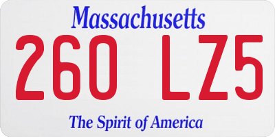 MA license plate 260LZ5