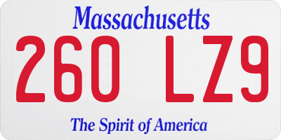 MA license plate 260LZ9