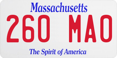 MA license plate 260MA0