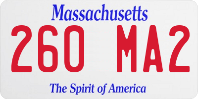 MA license plate 260MA2