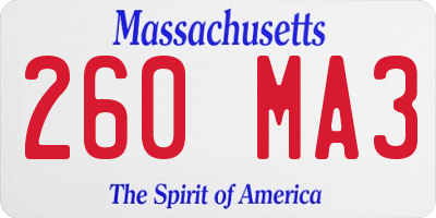 MA license plate 260MA3
