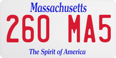 MA license plate 260MA5