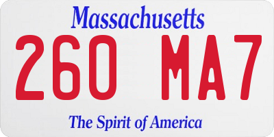 MA license plate 260MA7