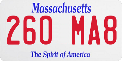 MA license plate 260MA8